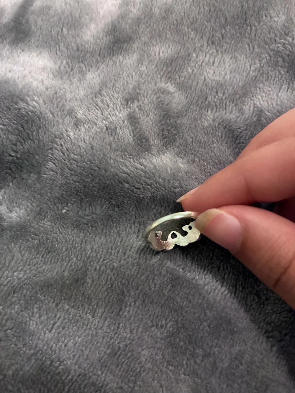 Oxidized Silver Elephant Friendship Ring